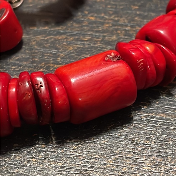 NWOT Blood red Coral and sterling necklace, bracelet, earring set - Picture 12 of 13